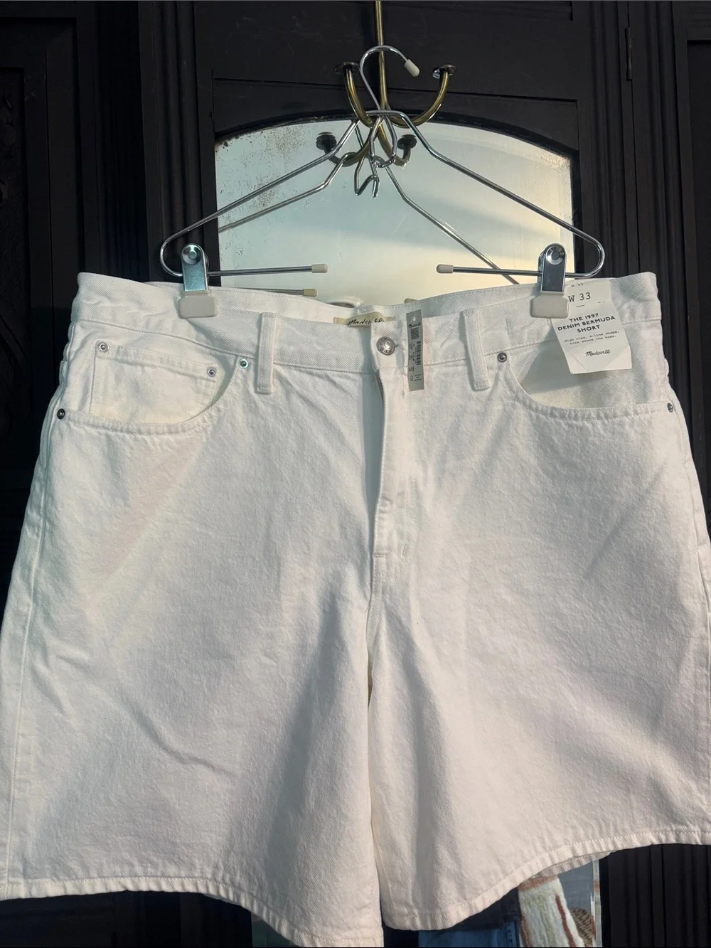 NEW Madewell 1997 Denim Bermuda Shorts White W33